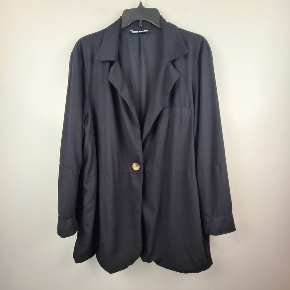 ABLE Black Viscose Modal Relaxed Single Button Blazer Jacket Womens XXL Casual